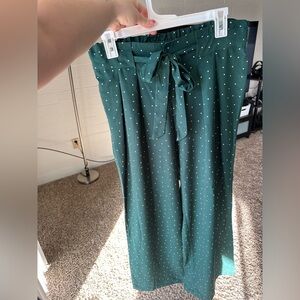 Blu Pepper Green Polka Dot Wide Leg Pants